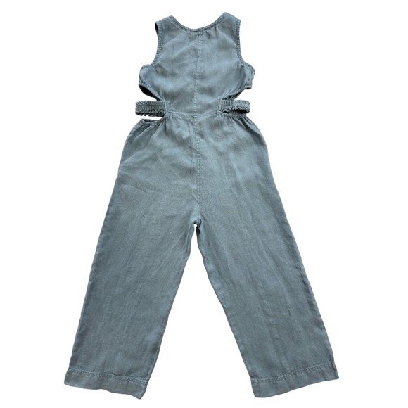 Zara Kids Girls Blue Grey 100% Linen Cut Out Sleeveless Jumpsuit Size 10 140 - Picture 10 of 10